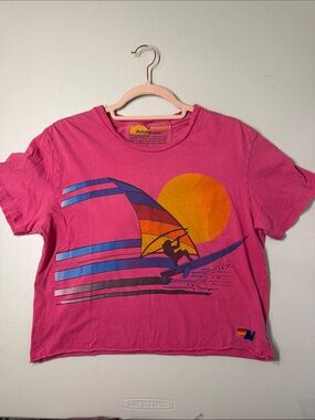 VTG RARE Aviator Nation Windsurfer Boyfriend Tee Hot Pink Medium